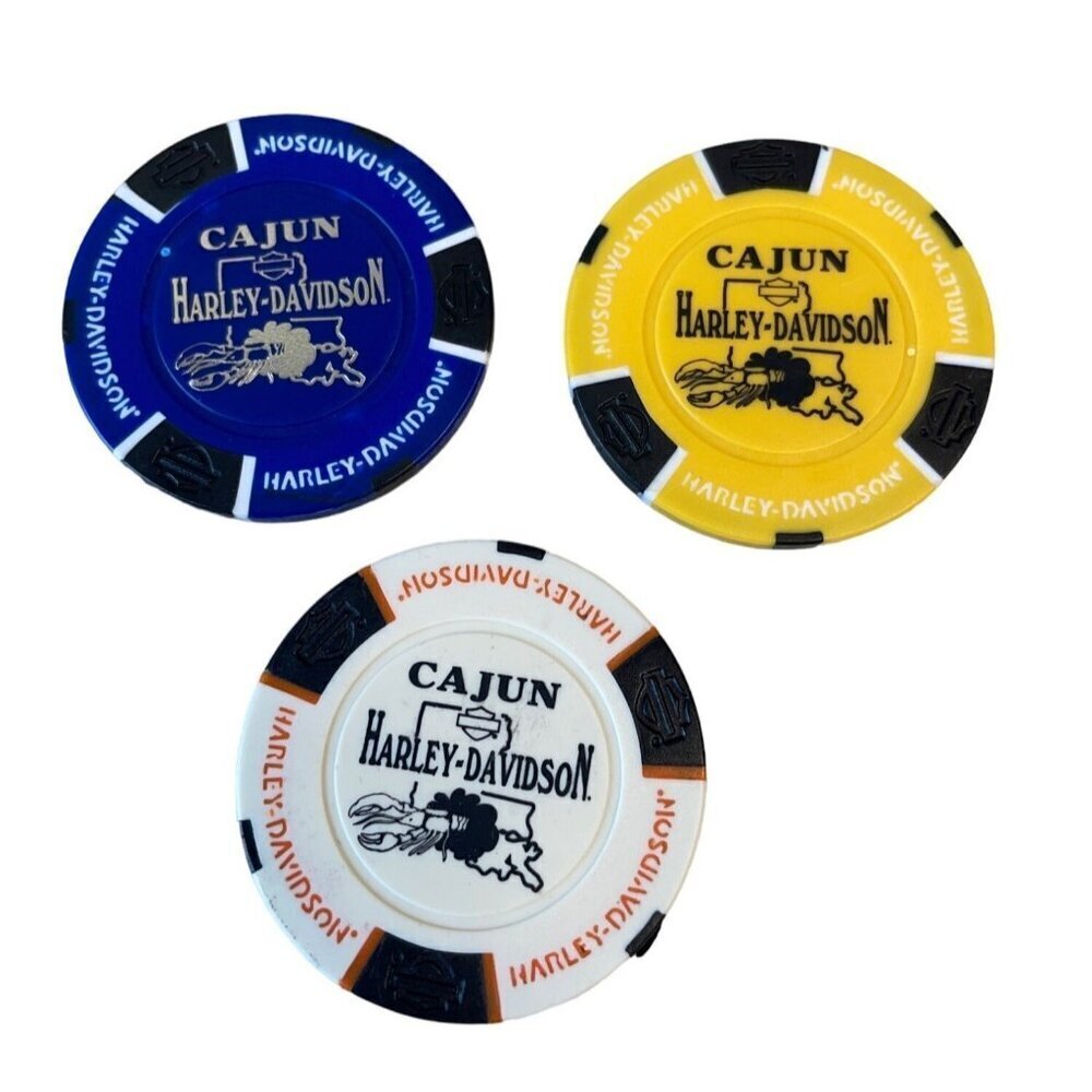 Harley Davidson Poker Chips Dealer Lot of‎ 3 Lafayette Louisiana CAJUN